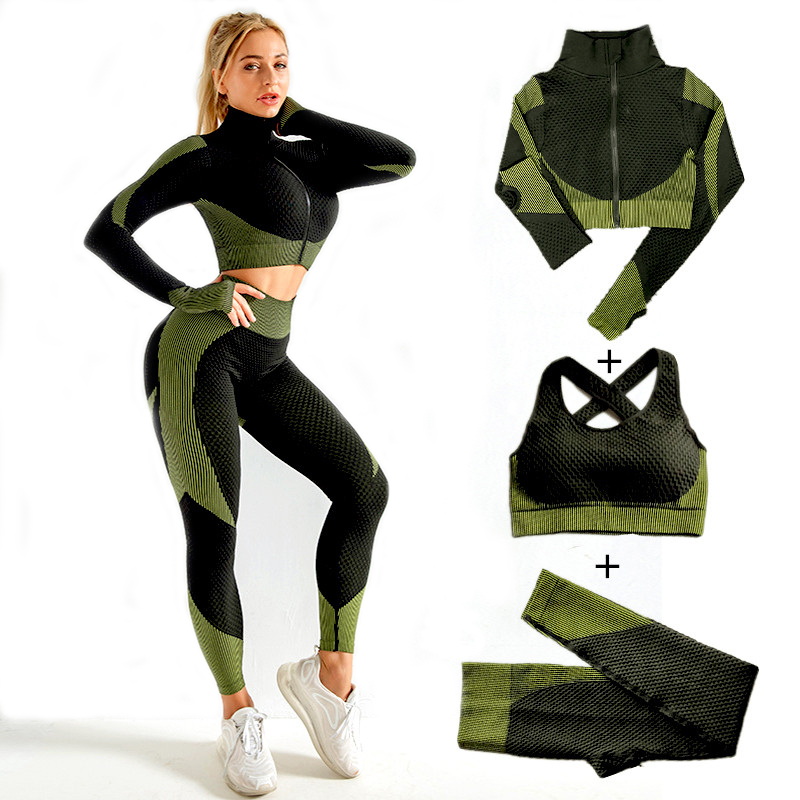 Compression Long Pant - Women Seamless Yoga Sets 2Pcs/3Pcs Women's