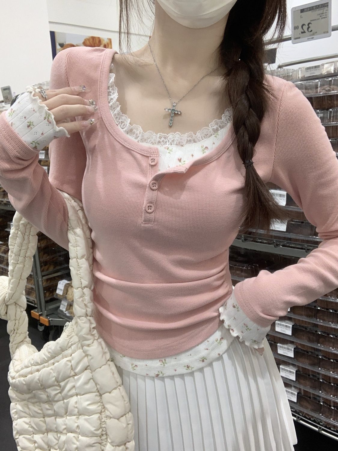 2026 Pink Floral Two-piece Cre - Undershirt Crew Neck recension och pris